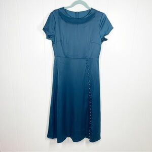NEW Retro Stage Teal Button Side Midi Dress Medium